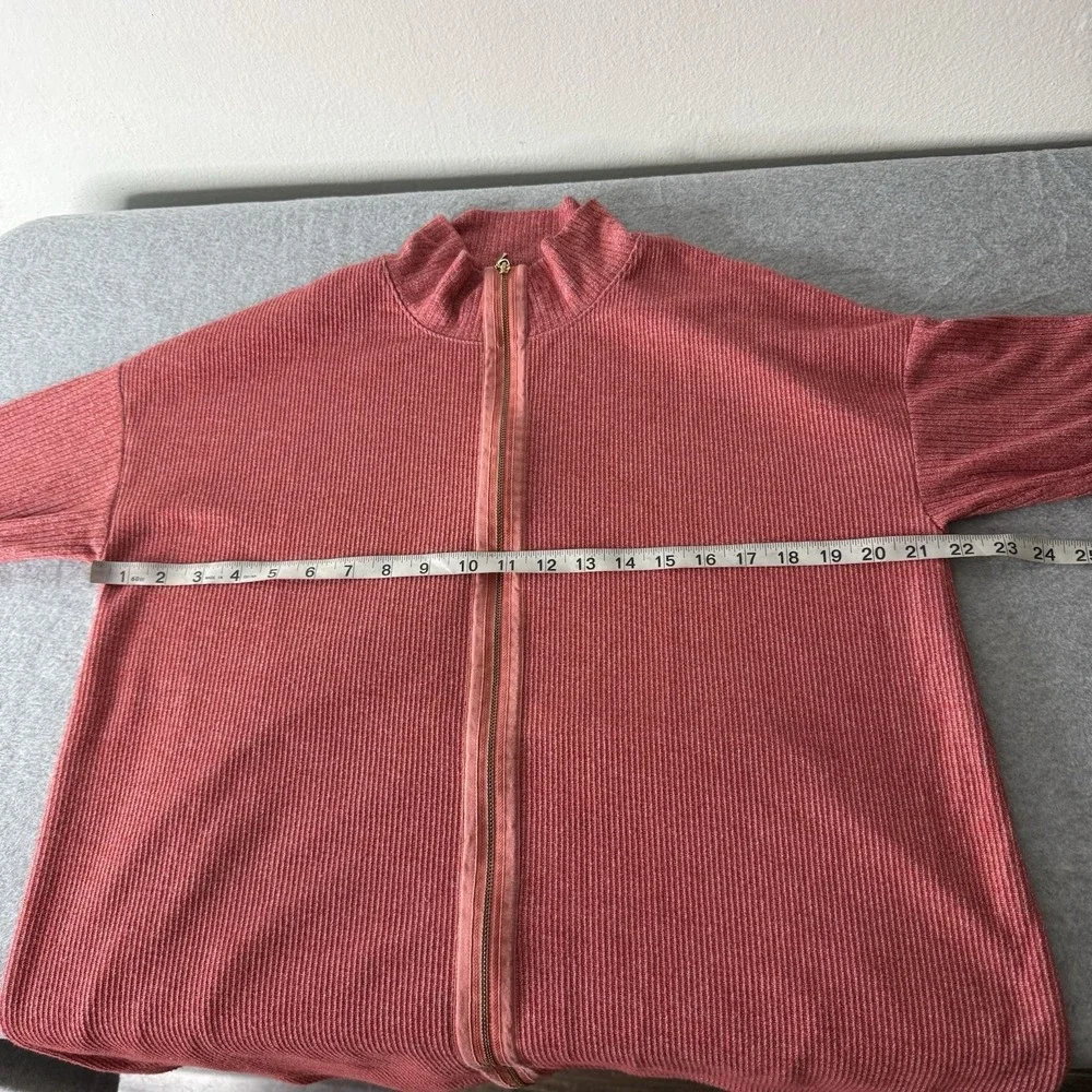 Soft Surroundings Lhami Full‎ Zip Ribbed Cardigan Womens Large Sweater Mock Neck